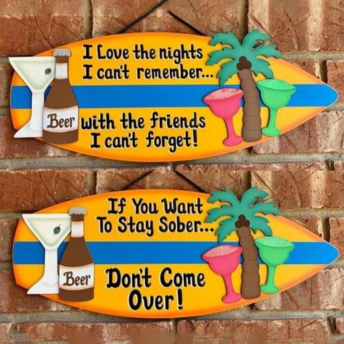 Fashion Hanging Ornament Decorative Surfboard Shape Wood Delicate Plaque Wall-mounted Door Sign Decoration Accessories Supplies