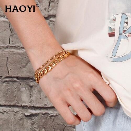 10mm Gold Tone Curb Link Chain Stainless Steel NK Chain Bracelets For Male Jewelry Gold Stainless Steel Mens Bracelets 2020