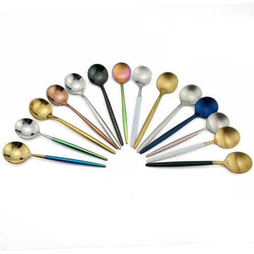 1 Piece Teaspoon Set 304Stainless Steel Cutlery Set Rainbow|Gold|Black|Silver|Rose Ice Cream Coffee Scoop Teaspoon Dessert Scoop
