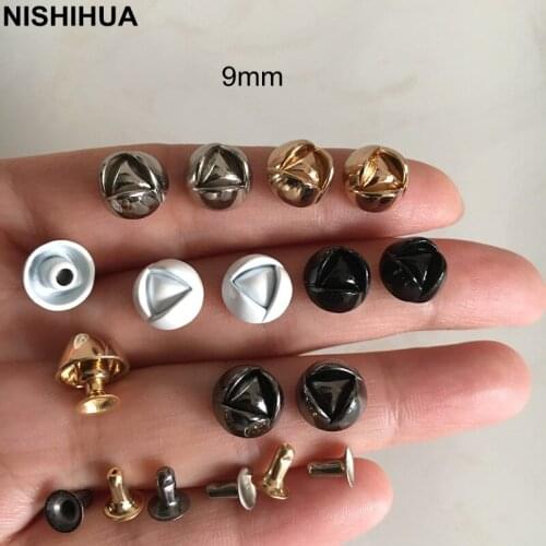 50 set - Rose Rivets 9mm Simple Flower Metal Rivet Studs,Repair Rivets For Shoes,Bags,Belt,Clothes,Gold/Silver/Black... -A