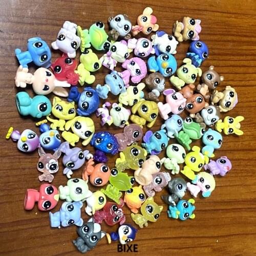 Random 10PCS Littlest Pet Baby Shop LPS Tiniest Mini Figure Original Super Tiny Animal Sheep Bird Bunny Kids Toy Collectibles