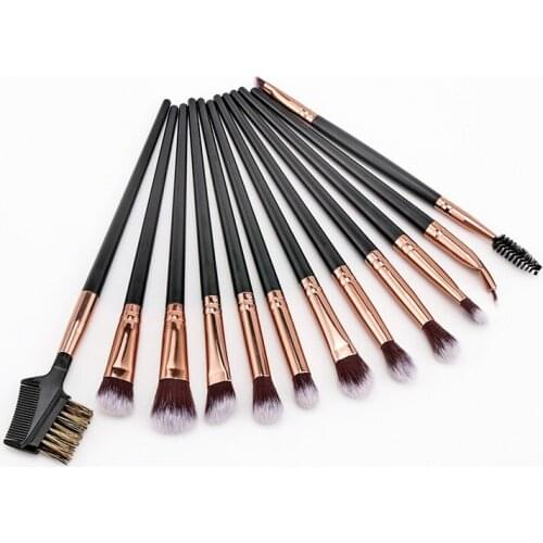12pcs Makeup Brushes Set Eyesadow Eyebrow Eyelash Eyeliner Blending Portable Cosmetic Tool Make up Brush