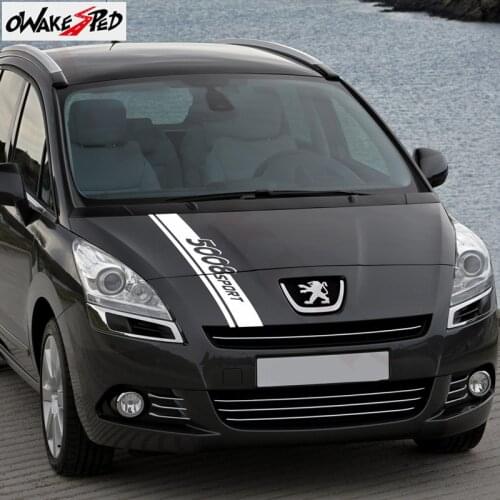 Car Hood Bonnet Sticker For-Peugeot 5008 Auto Racing Sport Stripes Engine Cover Decor Stickers Vinyl Decals