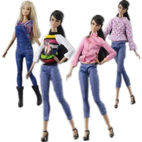1/6 BJD Doll Clothes Fashion Tops Shirt Coat Jeans Pants Trousers For Barbie Outfits Set Casual Wears 1:6 Dollhouse Accessories