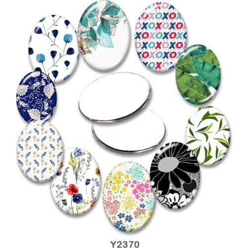 Plant Oval glass cabochon 13x18mm/18x25mm/30x40mm flat back Making findings TRY2370