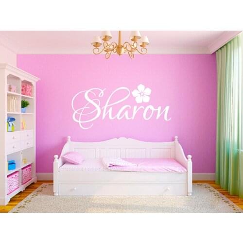 Personalized Custom Any Name Wall Stickers for Kids Rooms Nursery Decor Modern Flower Girl Name Wall Decal Vinyl Mural A917