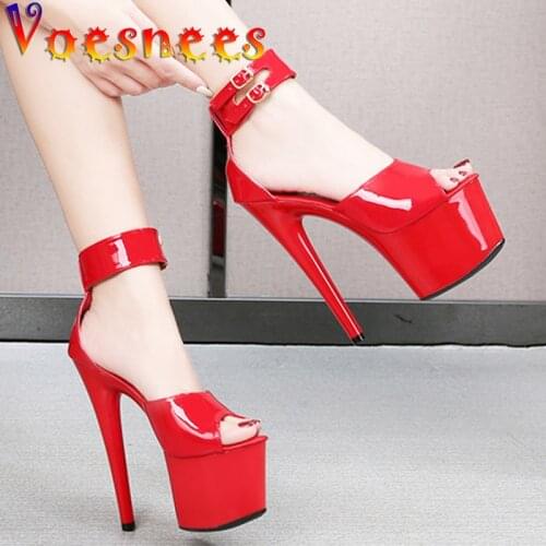 Sexy 2021 Summer Nightclub Platform High Heels Women Shoes Buckle Fashion High Heels Sandals Ankle Strap Party Wedding Shoes 43
