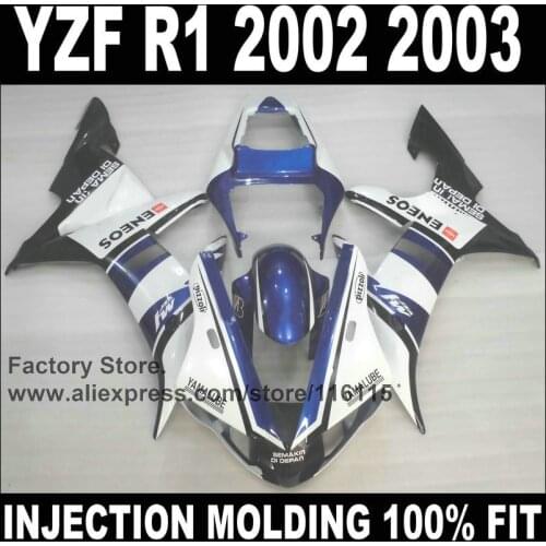 Full injection fairings kits for YAMAHA R1 2002 2003 YZF R1 02 03 white blue motorcycle bodywork fairing sets