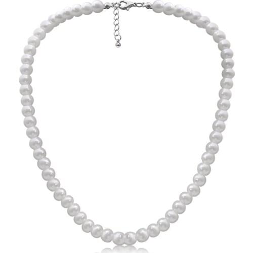 Simple Elegant Geometric Round Imitation Pearls Beads Necklace Fine Chokers Jewelry For Wedding Party Mothers Gift