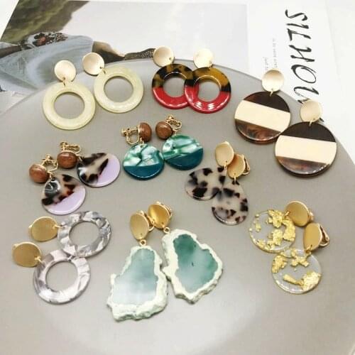 Geometric Mixed Sweet Color Resin Clip Earring