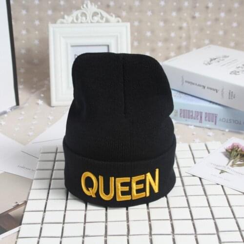 Fashion Beanies Cap King Queen Embroidery Hat Letter Hip Hop Couples Hats For Men Woman teenager Warm Casual Knitted Ski Bonnet