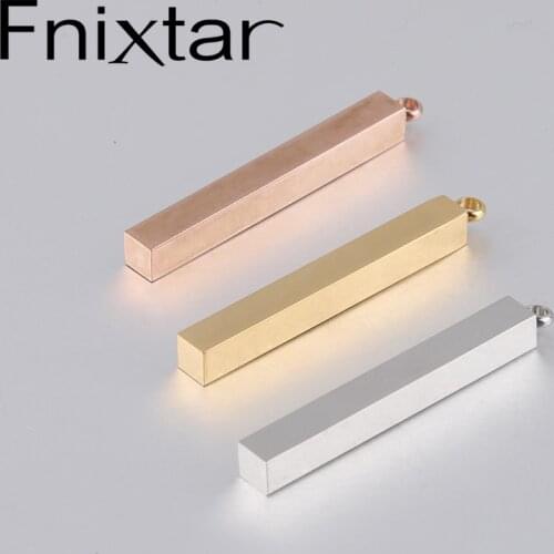 Fnixtar Stainless Steel Stamping Bar Blank Long Square Bar Pendant Charms DIY Custom Engraved Name Date Bar 5*40mm 20piece/lot