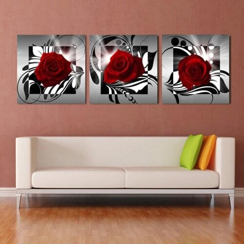 Modern Wall Art Red Rose Painting on Canvas Wall Pictures for Living Room Pop Art Canvas Prints Painting HY13