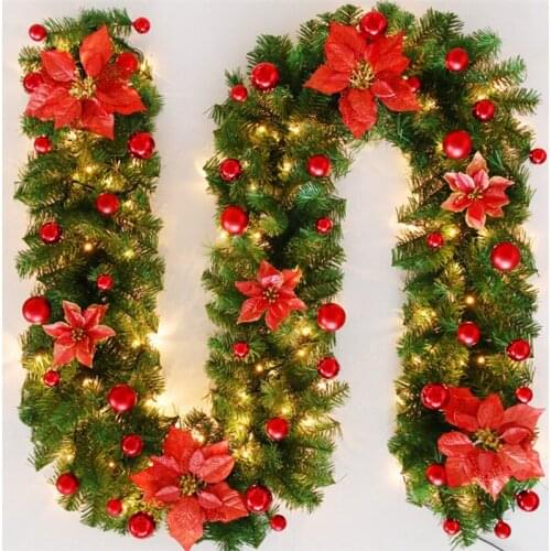 2.7M LED Light Flower Light Strip Fashionable Christmas Rattan wreath ornament flower band holiday decoration