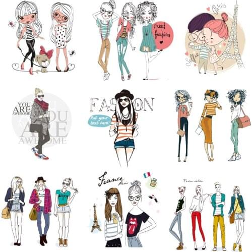 Iron-on Transfers for Clothing Patches for Clothes Heat Transfer Stickers Diy Beauty Girls Patch Fusible Vinyl Adhesive Stripe F