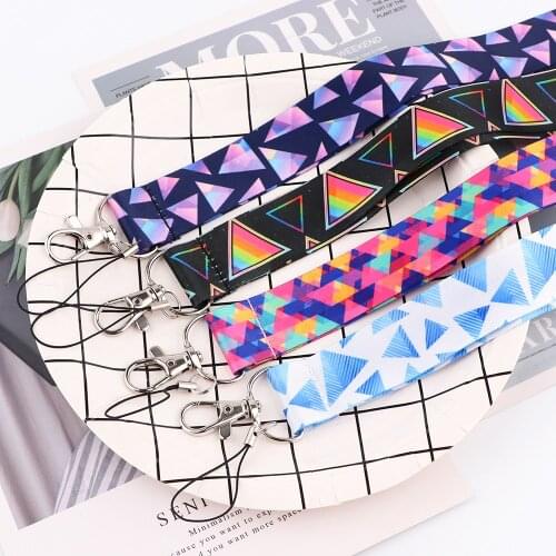 YA311 Triangle Lanyard Neck Strap Rope For Mobile Cell Phone ID Card Badge Holder With Keychain Keyring For Teacher Student