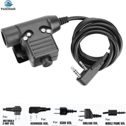 Military Z-Tactical U94 PTT Plug Headset Adapter for BaoFeng KENWOOD ICOM Midland Motorola Radio Walkie Talkie Cell Mobile Phone