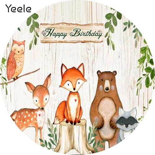 Yeele Newborn Baby Shower Wild Animal Round Elasticity Backdrop Circle Safari Party Photography Background For Photo Studio