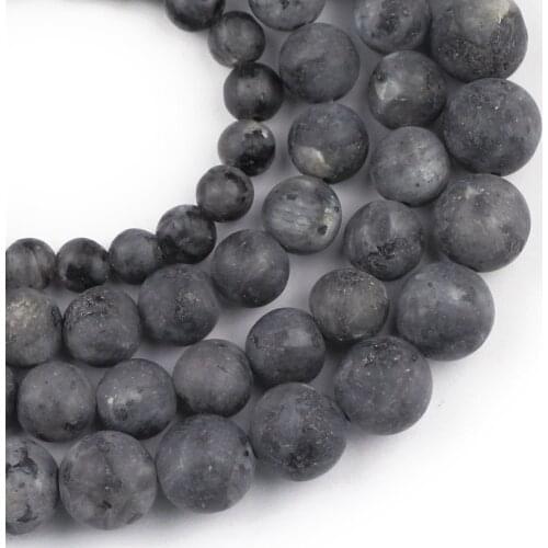 YHBZRET Matte Black Frosted Stone Labradorite Round Spacer Loose Beads For Jewelry Making 6 8 10 mm DIY Bracelet Accessories