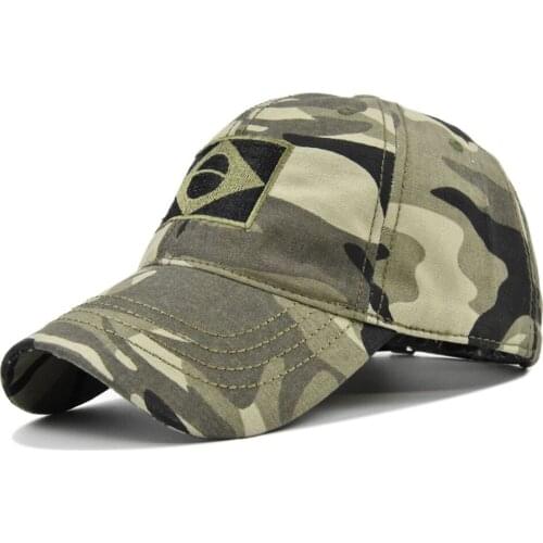 Brasil Flag Cap Outdoor Camouflage Adjustable Cap Mesh Tactical Military Army Fishing Hunting Hiking Snapback Hat Mens Caps