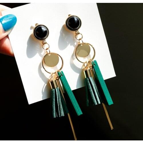 BLINLA New Fashion Crystal Black Plated Tassel Dangle Hanging Drop Earrings For Women Korean Rhinestone Long Earrings Jewelry