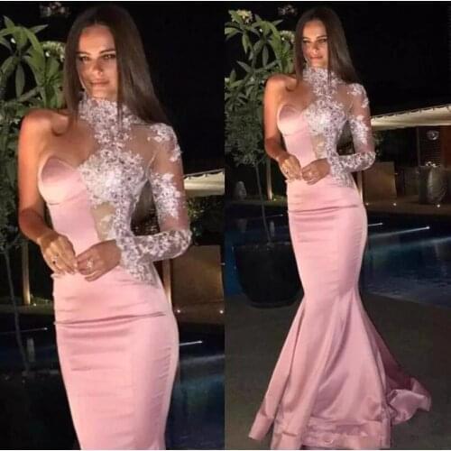 2021 Formal Celebrity Dresses Robe de soiree Sexy Sheer Neck Lace Appliques Beaded Long Evening Dresses Abendkleider