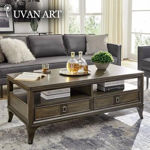 Rectangular coffee table wooden drawer storage 205F-5