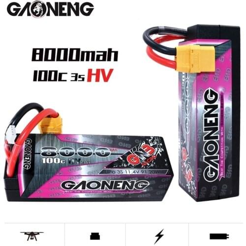 1-2PCS GAONENG GNB 11.4v 8000mAh 100C MAX 200C LiPo Battery For RC Car Racing Spare Parts With Shell Upgrade LiHV 3S Battery