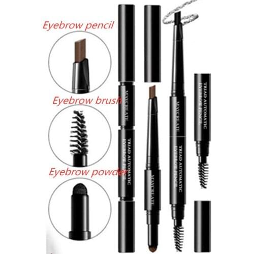 1pcs 3-in-1 Waterproof Eyebrow Pencil Natural Rotating Automatic Eyeliner Eye Brow Pencil With Brush Beauty Makeup Brushes