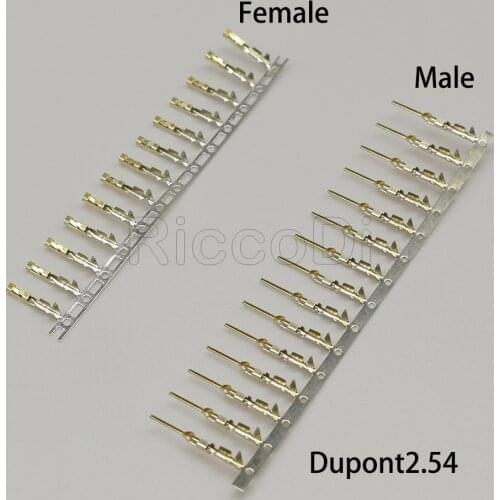 100/200pcs For Half Gold Plated Dupont Connector Need Tinniness Copper 2.54 mm Metal Terminal Femal Or Male Pin Free Shipping