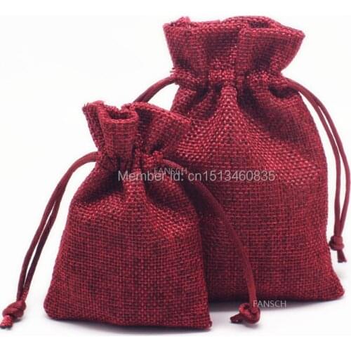 100pcs/lot CBRL jute/linen/flax drawstring bags&pouch for cosmetic/nuts/beans,Various colors,size customized,wholesale
