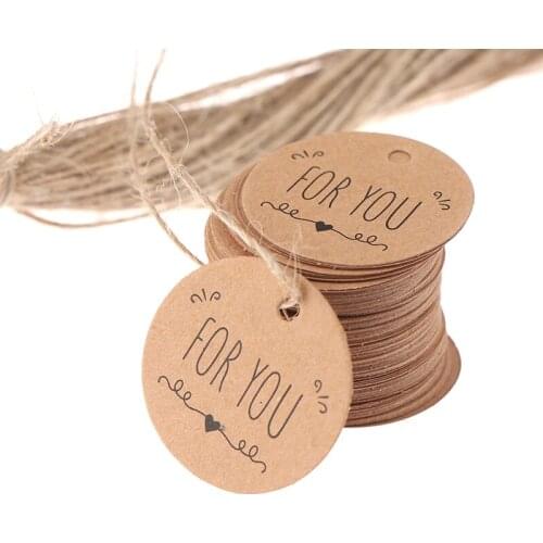100pcs/lot DIY Kraft Paper Gift Tags FOR YOU For Celebrating Labels Handmade For Wedding Party Decoration Packaging Hang Paper