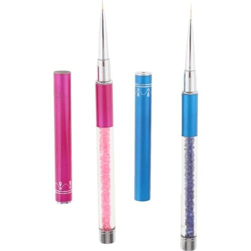 2x Diamond Nail Art Liner Drawing Brush Beauty Nail Line Pen Ultra Fine Tip