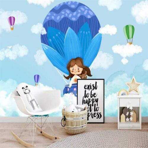 Milofi custom 3D wallpaper mural hand-painted childrens room hot air balloon sky cartoon living room bedroom background wall de