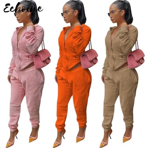 Two Piece Velvet Set Hoodie Set Harajuku Jogger Pants Winter Warm Sweatpants Fleece Streetwear Women Casual Tracksuits Plus Size