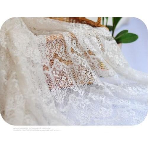 Free Shipping France Eyelash Lace Fabric White Black Soft Lace Skirt Wedding dress Fabric 138 Width