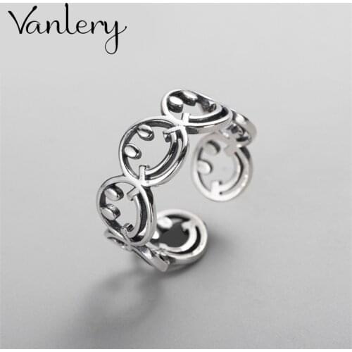Bohemian Charm Boho Smile Face Rings For Women Lover Wedding Bridal Valentines Gifts Men Open Retro Antique Rings