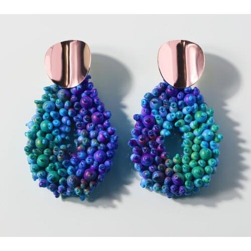 Bohemian Beaded Pendant Handmade Double-sided Drop Bead Earrings Daily Wear Wedding Gifts New Ladies Jewelry Wholesale