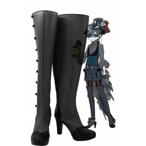 Black Butler Demon Ciel Shoes Cosplay Kuroshitsuji Demon Ciel Cosplay Boots High Heel Shoes Custom Made Any Size Unisex Shoes