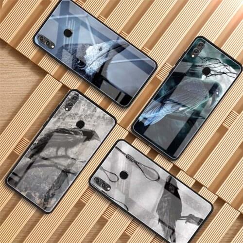 Raven Dark Crow Tempered Glass Phone Case For Huawei P20 P30 P40 P40 Lite Pro Psmart Mate 20 30 Cover Shell