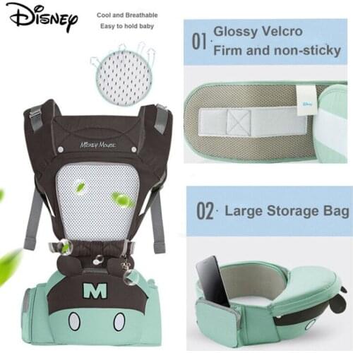 Disney Ergonomic Baby Carrier Infant Kid Baby Hipseat Sling Front Facing Kangaroo Baby Wrap Carrier for Baby Travel 0-18 Months