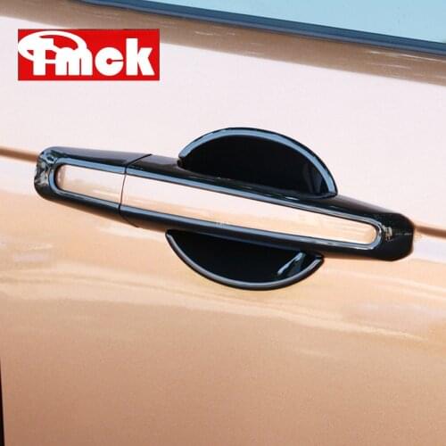 Gloss Black+Carbon Fiber Style Car Door Handle Cover Trim Frame Stickers For Jaguar XF X260 XE X760 F-PACE f pace X761 2015-2019