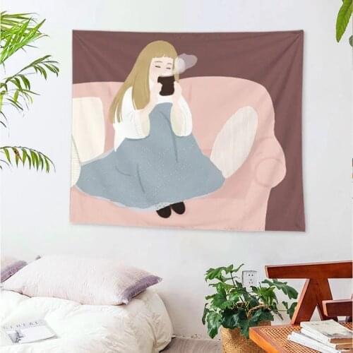 INS Girls Tapestry Sweet Pink Girl Boho Decor Tapestry Hippie Wall Hanging Blanket Table Cloth Mat Home Decor dorm room decor