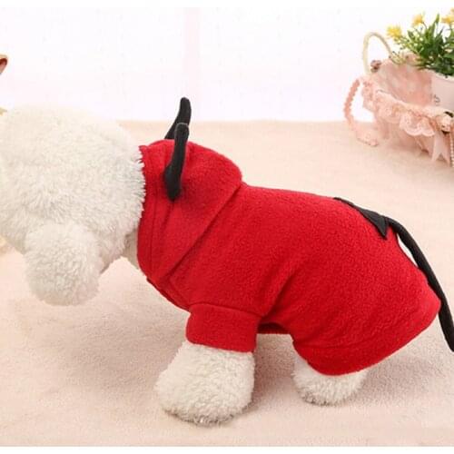 Pet Halloween Hoodies Dog Costume Horns Design Theme Party Hooded Winter Warm Coat For Small Medium Dogs
