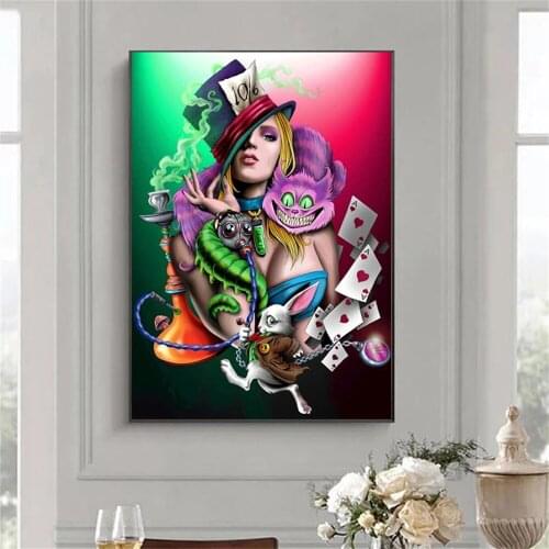 Magic Woman and Animals Art Posters and Picture Colorful Canvas Paintings Wall art For Kids Room Modern Home Decor Picture