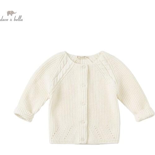 DB18890 dave bella autumn infant baby girls fashion solid cardigan kids toddler coat children cute knitted sweater