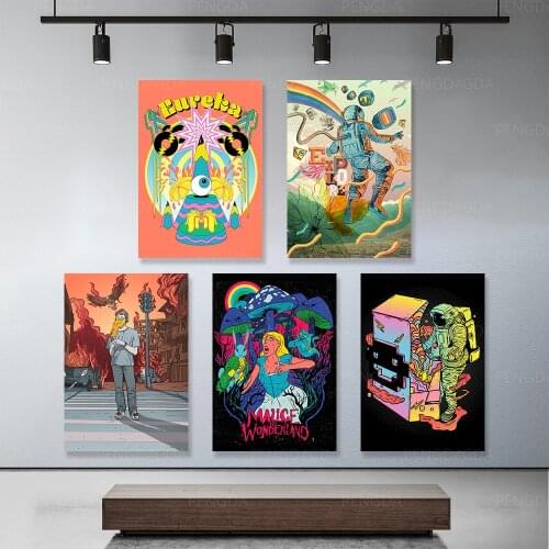 MALICE WONDERLAND Modular Prints Astronaut Poster Canvas Painting Modern Framework Decoration Home Bedroom Wall Artwork Pictures