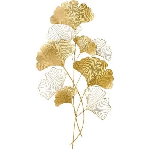 Chinese iron art wall decoration luxury ginkgo leaf wall hanging sofa background living room bedroom entrance crafts pendant