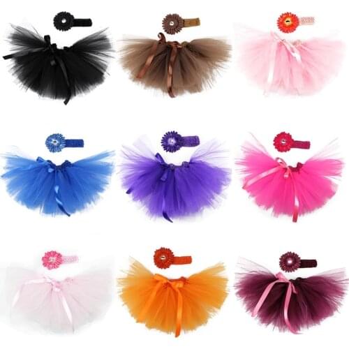 3 Pcs Baby Infants Mesh Tutu Skirt Strap Flower Headband Set Newborn Photography Props Photo Shooting Clothing Outfits