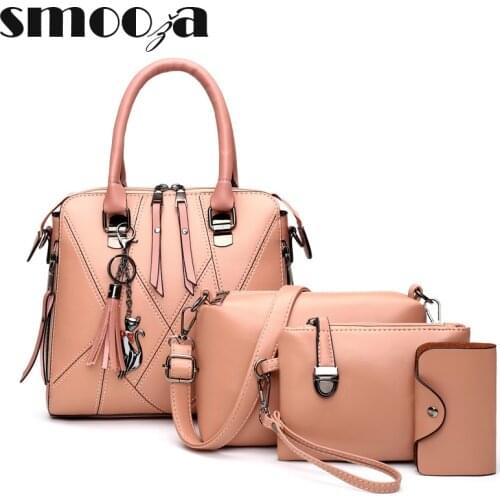 4pcs Woman Bag Set Fashion Female Purse And Handbag 5 Color Four-Piece Leather Shoulder Bags Tote Messenger Bag Coin Purse Flap